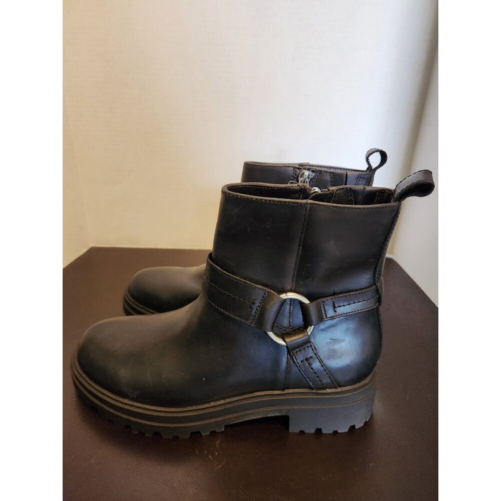 Blondo Trishell Women's Sz7.5 Biker Boots Black Leather Weathered